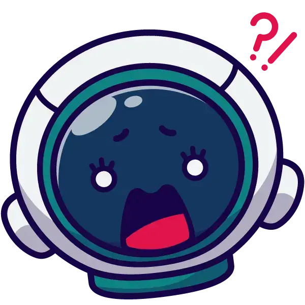 Petite créature bleue habillée en astronaute qui a l'air inquiète