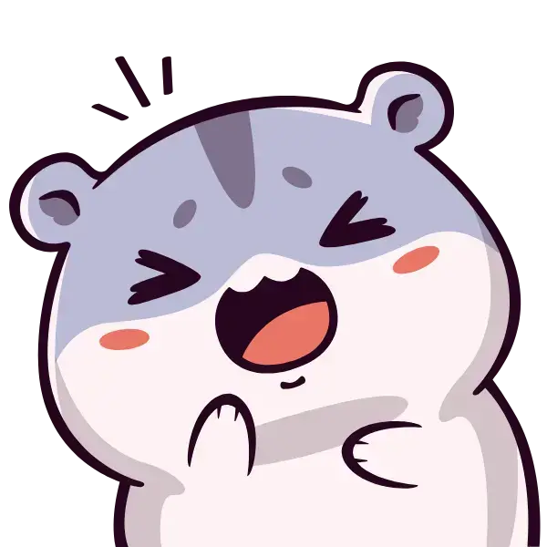 Petit hamster qui rit la bouche ouverte